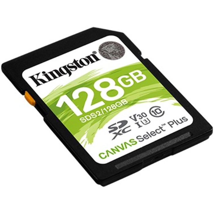 SD ბარათი Kingston  128GB SDXC Canvas Select Plus 100MB/s Read Class 10 UHS-I U1 V30 Memory Card (SDS2/128GB)