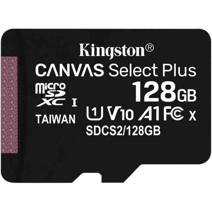 SD ბარათი Kingston  MicSD 128 GB  SDCS2/128GBSP ( Single Pack W/O Adapter)