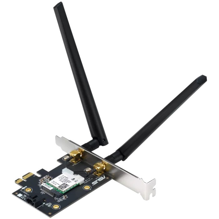 Network Active Asus PCE-AX1800 Dual Band PCI-E WiFi 6 (802.11ax). Bluetooth 5.2, WPA3 network security, OFDMA and MU-MIMO
