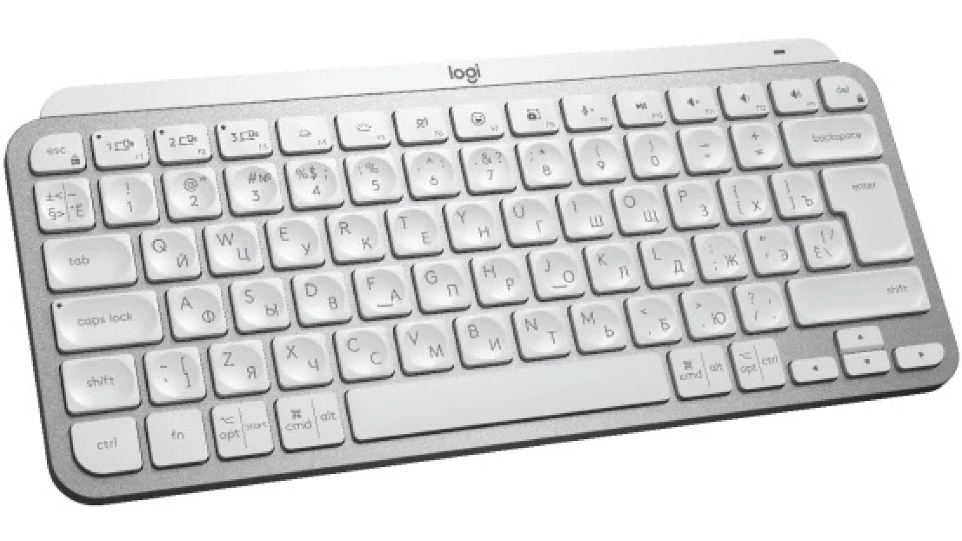 კლავიატურა Logitech Bluetooth   Keyboard MX Keys Mini Pale Silver  RUS Layout (L920010502)