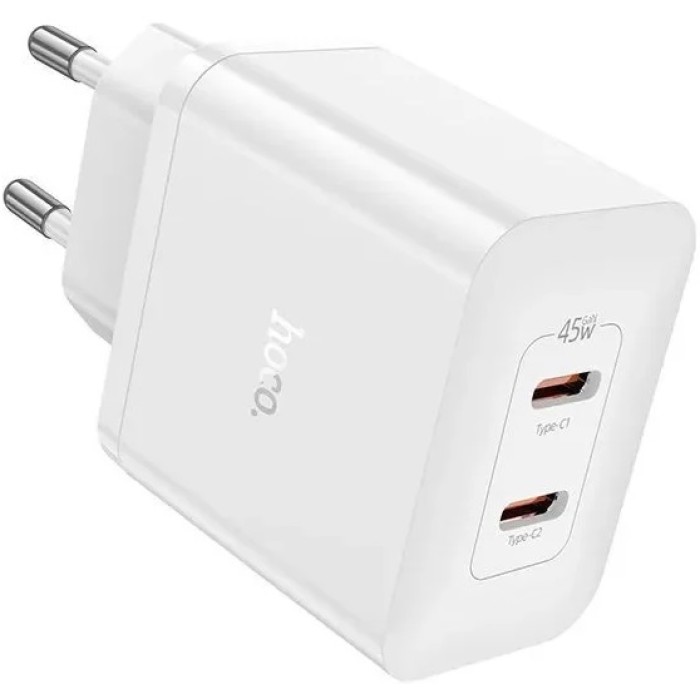 დამტენი Hoco  N35 Streamer dual-port PD45W (2C) charger white