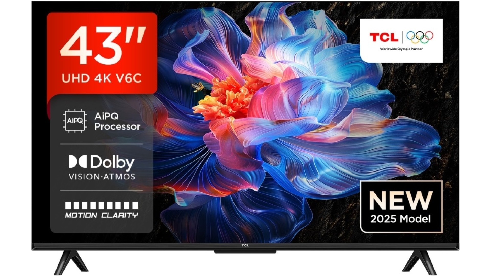 ტელევიზორი TCL 43V6C 4K  Google TV  HDR10 WiFi5 BT5.2 Dolby Audio 10W 200X200