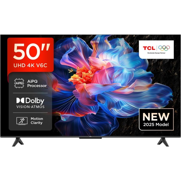 ტელევიზორი TCL 50V6C 4K  Google TV  HDR10 WiFi5 BT5.2 Dolby Audio 10W 200X200