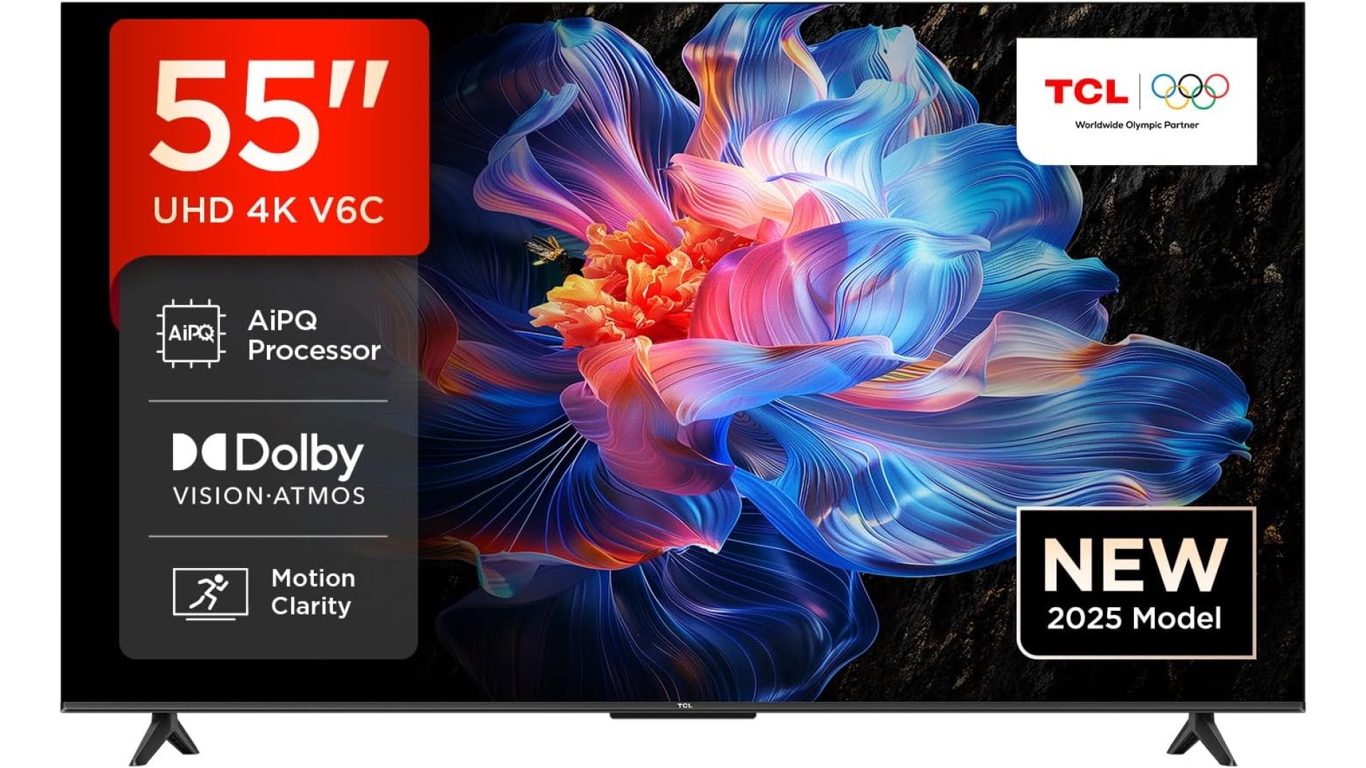 ტელევიზორი TCL 55V6C 4K  Google TV  HDR10 WiFi5 BT5.2 Dolby Audio 10W 200X200