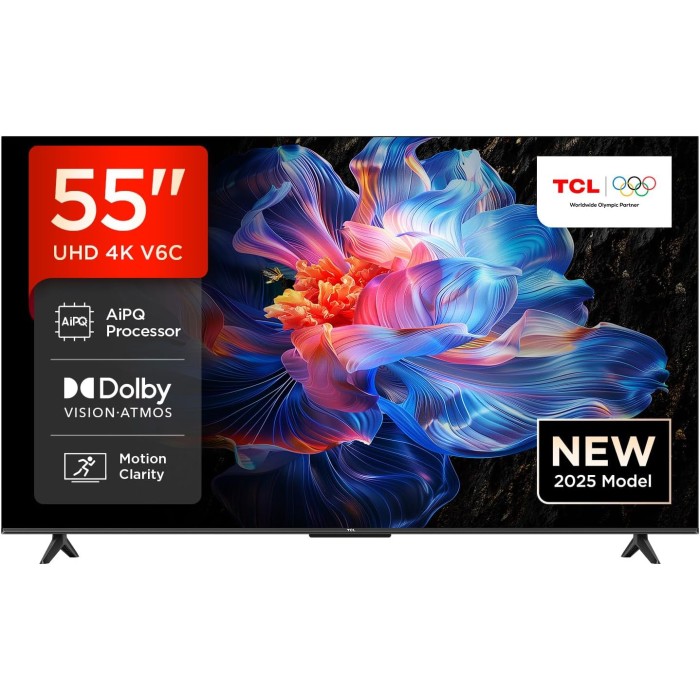 ტელევიზორი TCL 55V6C 4K  Google TV  HDR10 WiFi5 BT5.2 Dolby Audio 10W 200X200